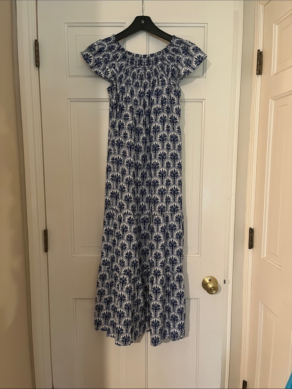Tommy Bahama Blue and White Printed Maxi Dress with Botanical Motif
